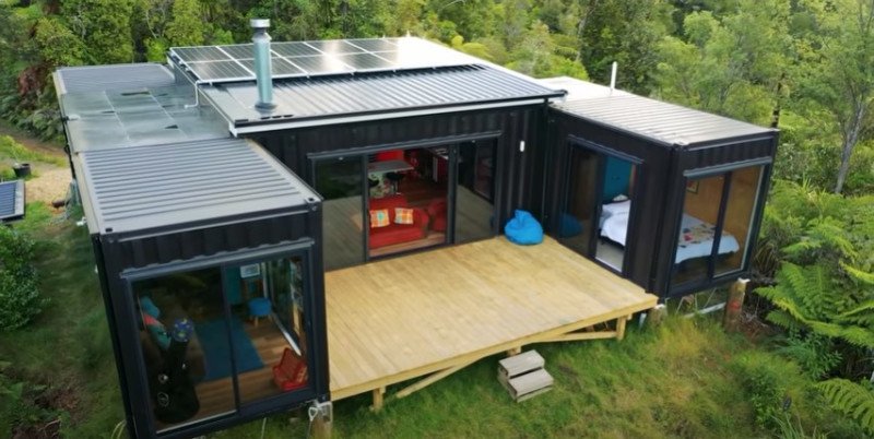 Ahurewa Eco Retreat – Off Grid Shipping Container Home. Coromandel, New Zealand.