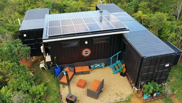 Ahurewa Eco Retreat – Off Grid Shipping Container Home. Coromandel, New Zealand