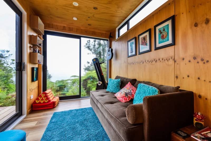 Ahurewa Eco Retreat – Off Grid Shipping Container Home. Coromandel, New Zealand.